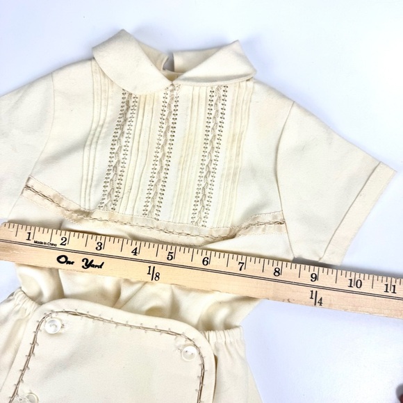 VINTAGE 1970s Baby Sz 6 Months Ivory Cottage Button Classic Bobby Suit One Piece - Picture 8 of 10
